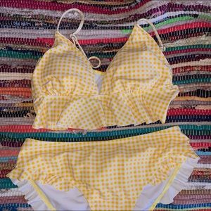 cupshe yellow checkered bikini